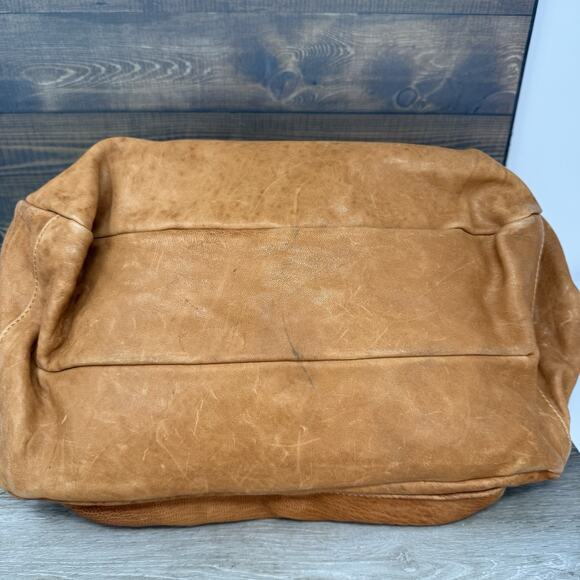 Aleanto Collezioni Italy Camel Leather Satchel Purse Handbag Studded Handle Read - Picture 5 of 15